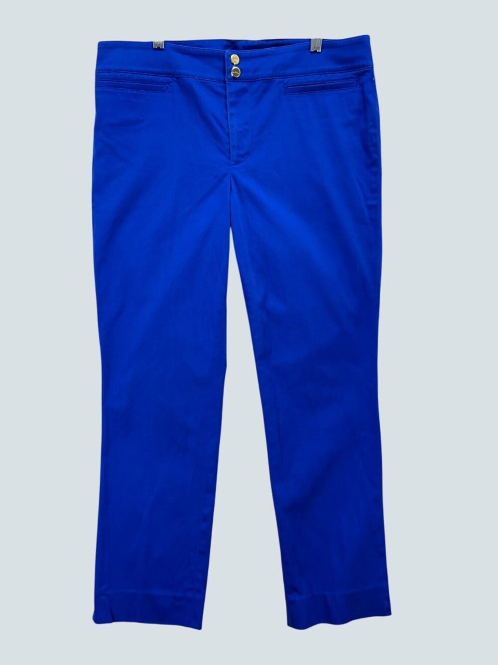 Lauren Ralph Lauren Womens Royal Blue Straight-Leg Pants Size 12 Cotton Blend
